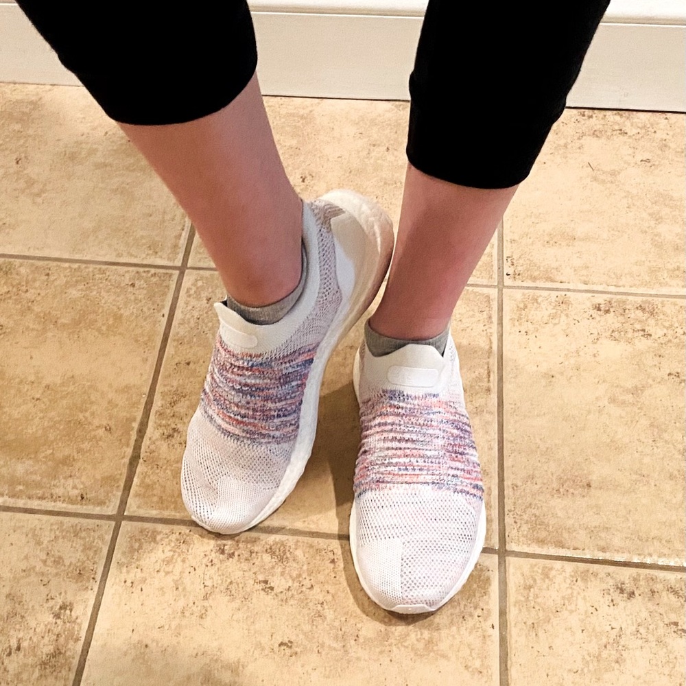 Women's Adidas UltraBoost Laceless Rainbow White
